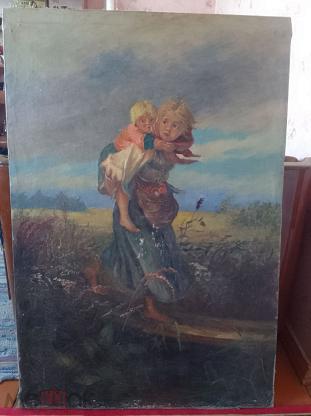 Репродукция картины Маковского Дети, бегущие от грозы, холст, масло 70х102  см