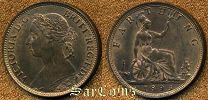 Великобритания (Англия) 1 фартинг 1893 UNC остаток штемпельного блеска  + ВИДЕО монеты в HD