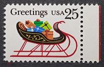 РАСПРОДАЖА! Почтовая марка. США. 1989. Рождество. Новый Год. Повозка с подарками.. Мешок