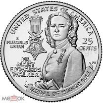 США 25 центов 2024 Мэри Эдвардс Уокер - Американские Женщины, 13-я монета UNC. Мешок