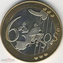 Монета-жетон 6 sex euros лот 6 шт.